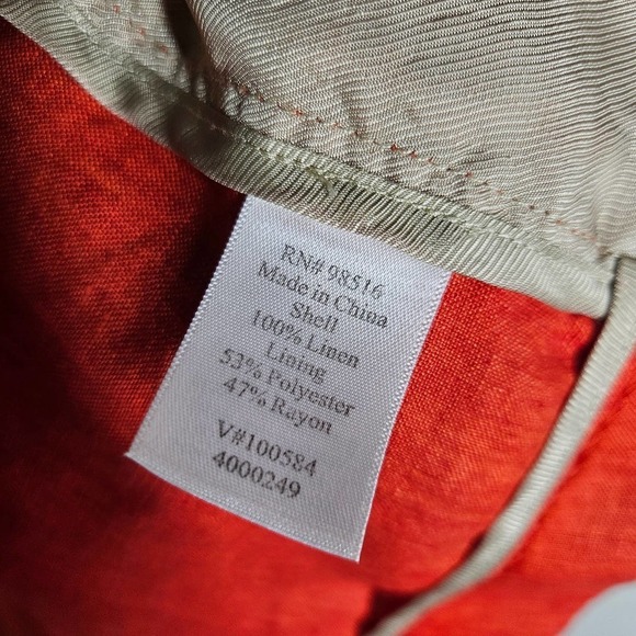 Coldwater‎ Creek Linen Wing Collar Jacket 16 Orange Open Front Lagenlook - Picture 9 of 10